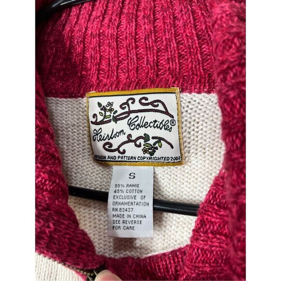 Vintage Heirloom Collectibles Cardigan Sweater Zip Up Red Fair Isle S - Picture 6 of 8